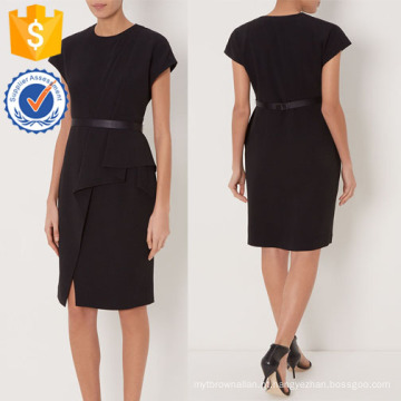 Nova Moda Preto Lápis Vestido Com Lado Drapeado DOM / DEM Fabricação Atacado Moda Feminina Vestuário (TA5302D)